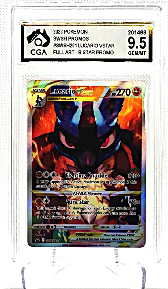 CGA 9.5 Gem Mint Lucario VSTAR SWSH291 Promo. Full Art Black Star Promo in