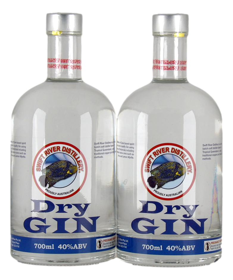 Swift River Distillery Dry Gin (2x 700mL), QLD.