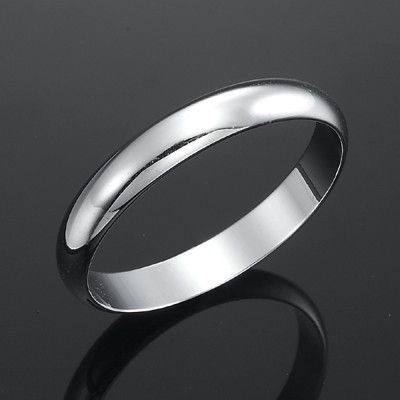 Rhodium Plated Men's Band Ring (4mm) - US Size 12