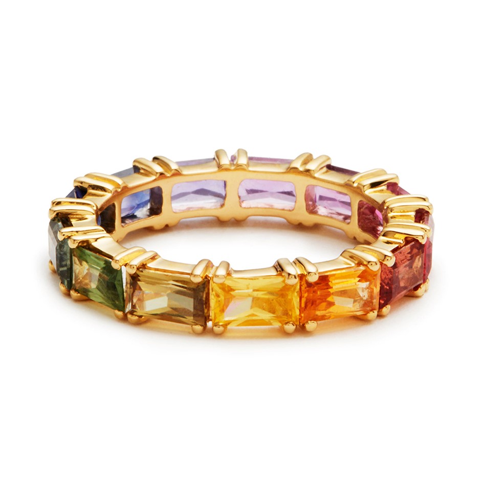 Designer Rainbow Crystal Band Ring in Gold - USA Size 8