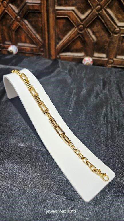 22K/Italy Stamped Yellow Gold Filled Bracelet -17.5CM-8MM-Bonus Gift