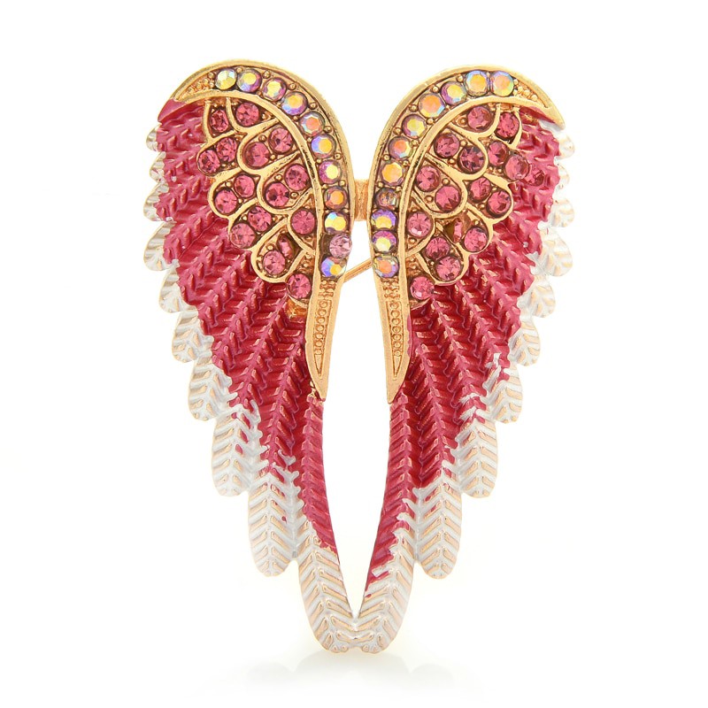 Designer Simulated Diamond Red Angel Wings Brooch Pin