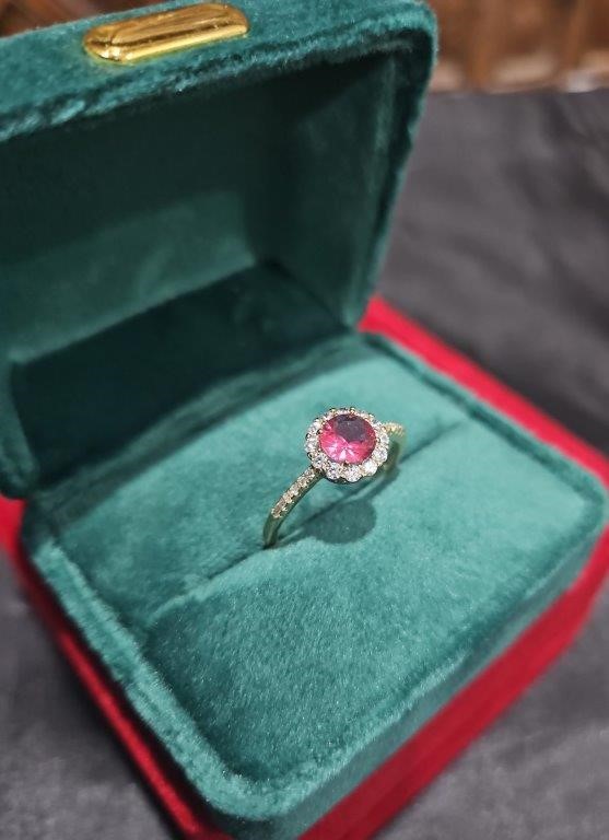 14K/Italy 1.0ct Ruby Stone Yellow Gold Filled Ring(stamped)-8US-Bonus Gift