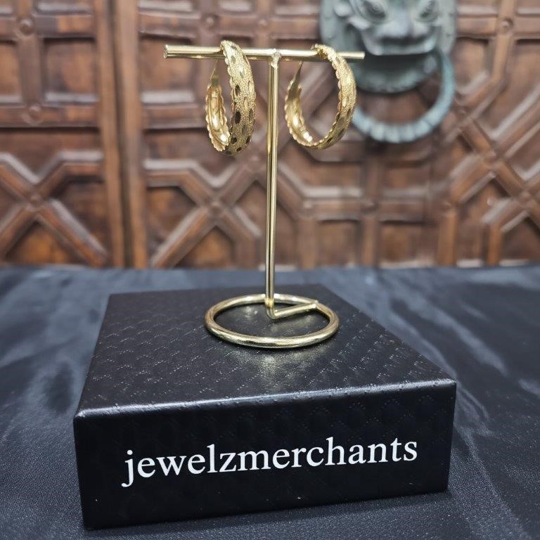 22K/Italy Gold Filled Earring -(stamped 22K/Italy)-Warranty Quality-Bonus