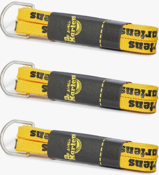 0037-3140674 · 3x Dr. Martens Yellow/Black Logo lace Shoe Laces, Yellow (Yellow/Black), On