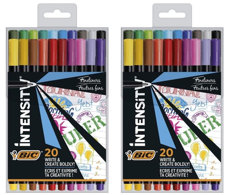 2x BIC Intensity Fineliner Felt Tip Pen Fine Point (0.4 mm) - Assorted Colo
