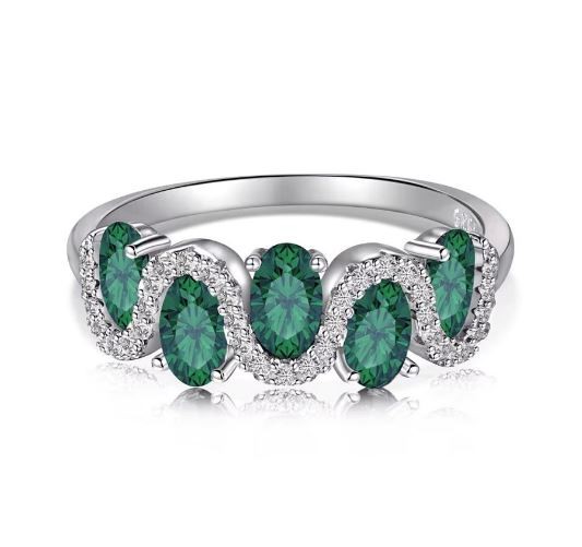 0.25ct Wave Shape Simulated Diamond 925 Sterling Silver Ring - Size 9