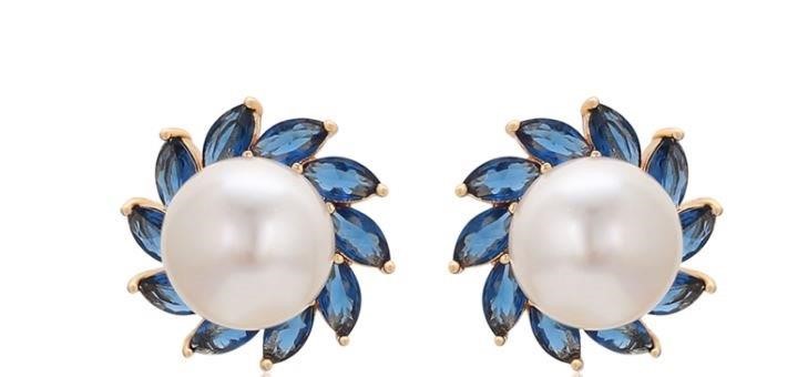Italian 18k  Triple Yellow Gold Plated freshwater pearl Earring-10-11mm
