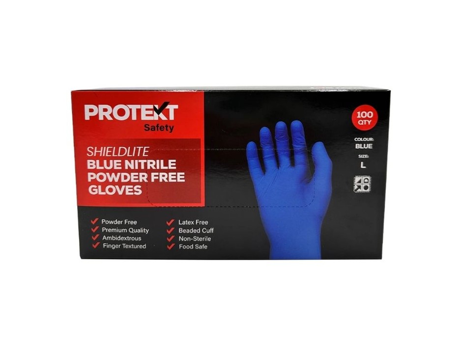 Blue Nitrile Powder Free Gloves - Size L - Pallet of 800 Packs