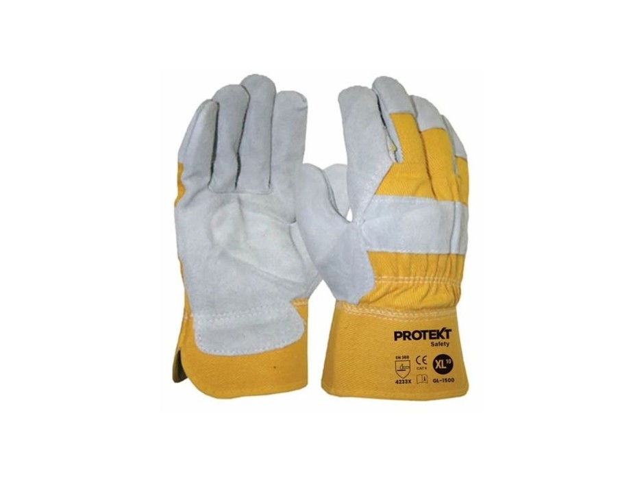 Grey Leather Split Palm Gloves - Pallet of 1200 Pairs
