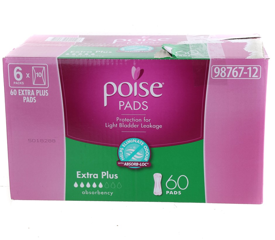 60pk POISE Extra Plus Pads. N.B. Not in original box & approx. 20 x single