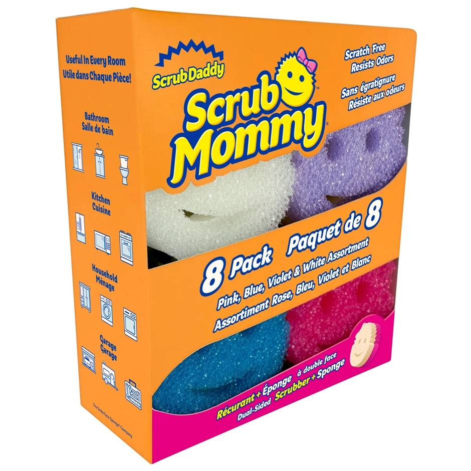 SCRUB MOMMY 8pk Scrubber and Sponge. N.B: Damaged packaging & 1 x sponge is