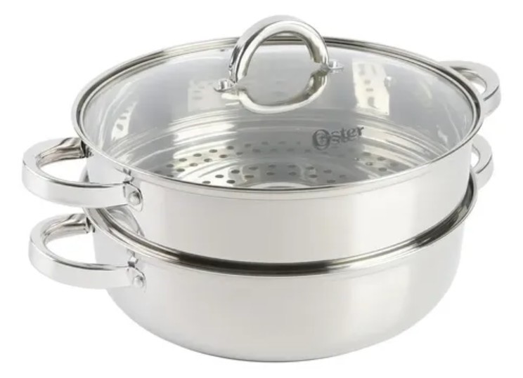 OSTER Stainless Steel Steamer Pot Set Olla Vaporera, 3Qt., 2.84L. N.B: Mino