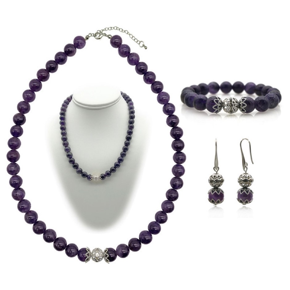 10mm Amethyst Persian Love Rhinestone Jewellery Set