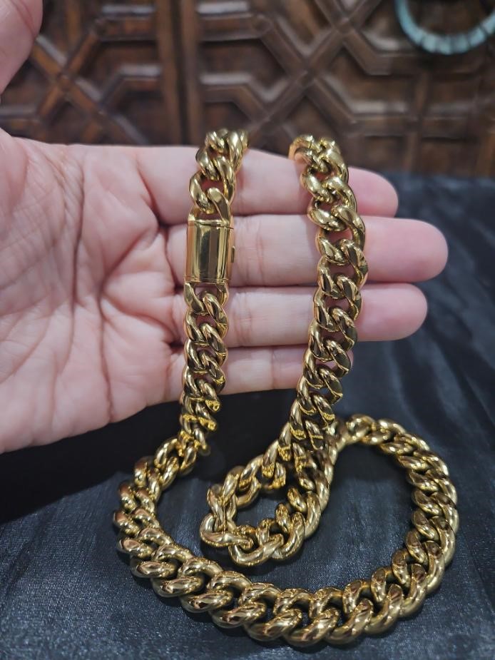18k Italy Stamped Yellow Gold Filled Chain-Quality Guarantee-60cm-14mm