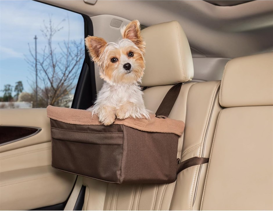 PetSafe Happy Ride Booster Seat, Medium/Brown, 33.3L x 7.3W x 41.4H cm.