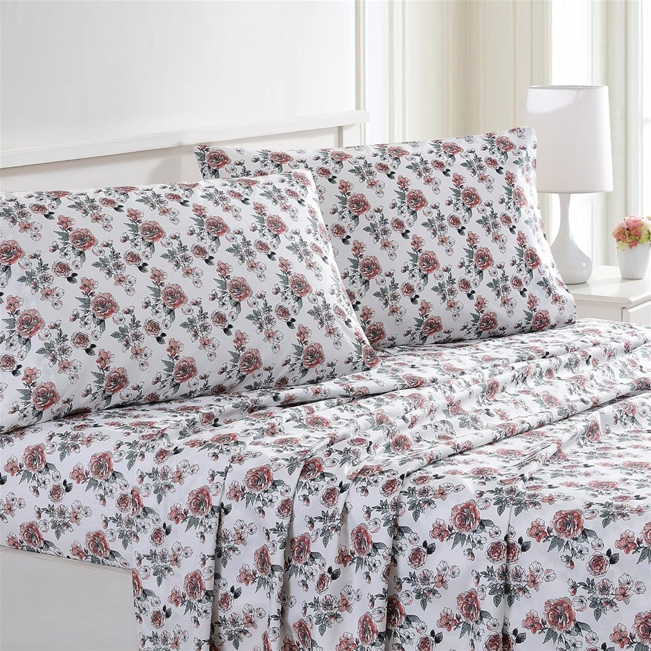 MODERN THREADS King Soft Microfiber Printed Sheets - Includes Flat Sheet, F
