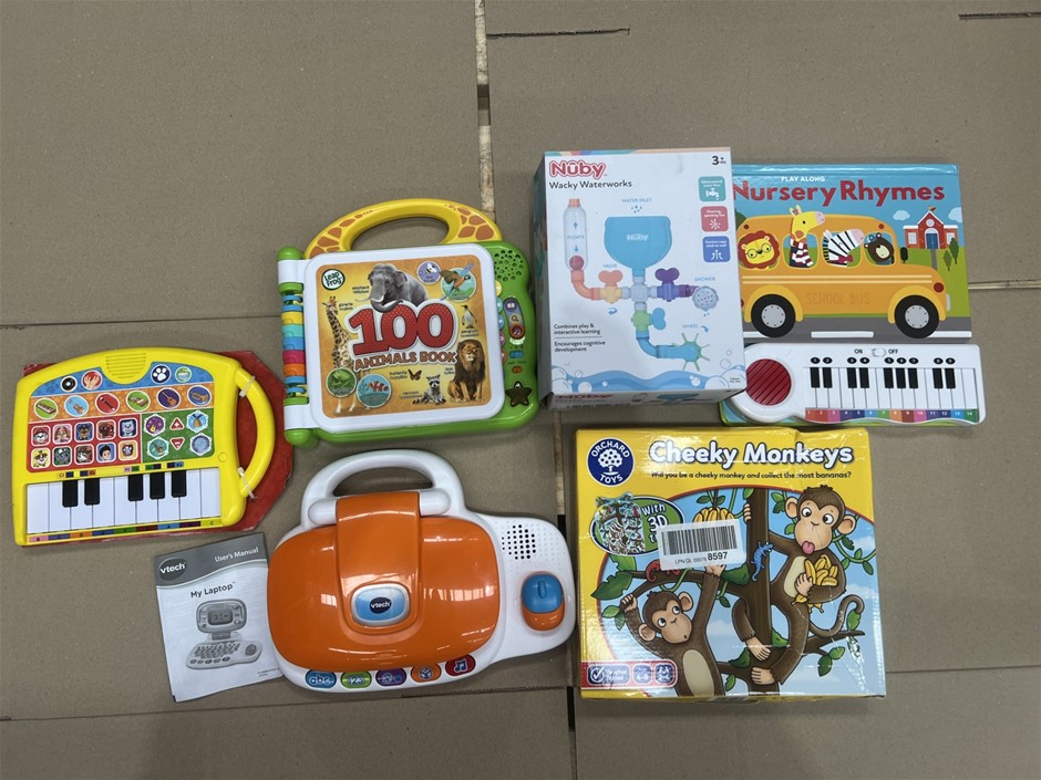 6 x ASSORTED KIDS TOYS 3 Years, Brands LEAPFROG, VTECH & More. NB: Photo as
