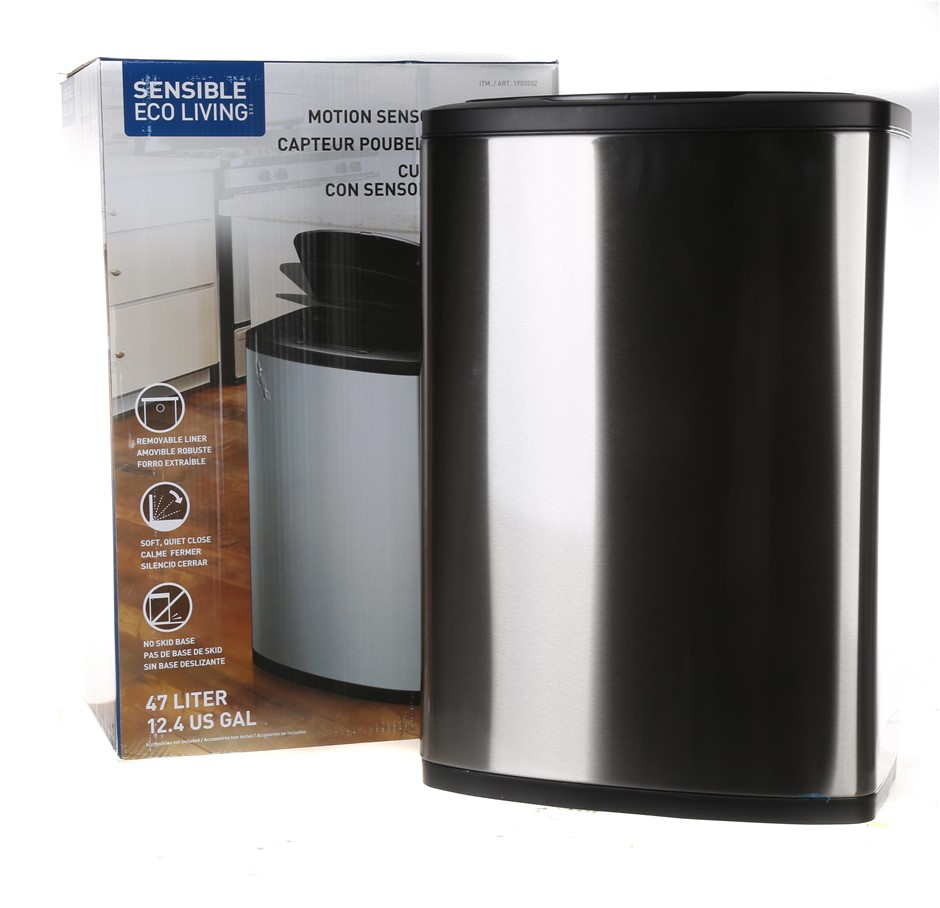 2 x SENSIBLE ECO LIVING 47L Motion Sensor Bin, Deodorizer Holder. NB: Both