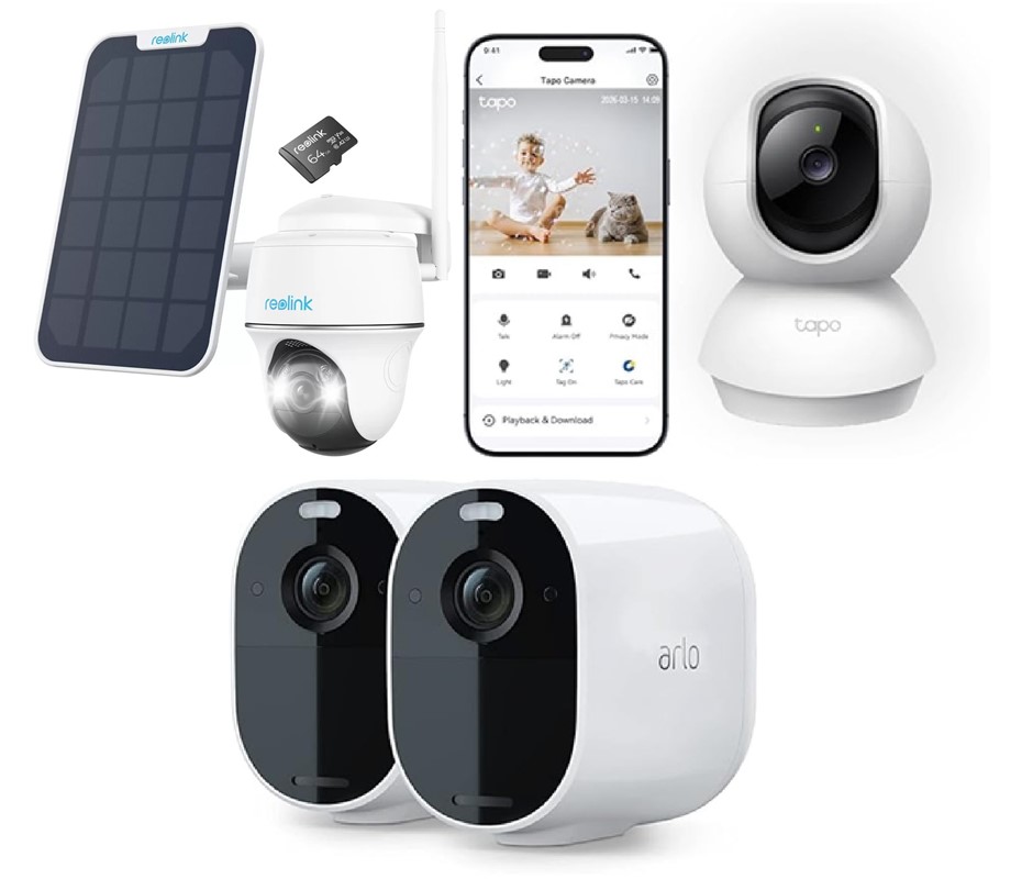 3 x Assorted Security Cameras. 1 x REOLINK Argus Series B360 With Solar Pan