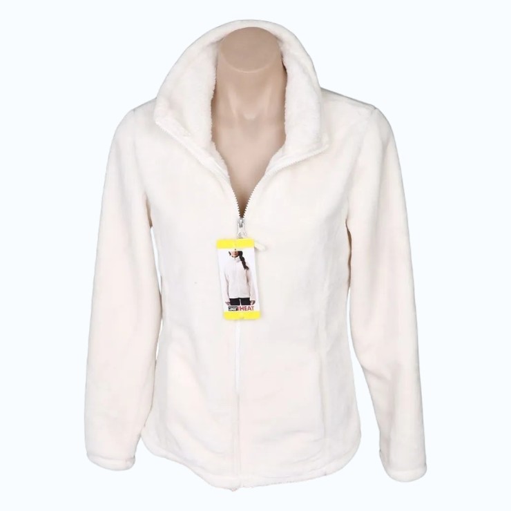 32DEGREES Women's Faux Fur Jacket, Size L, Cream. NB: faint minor shop soil