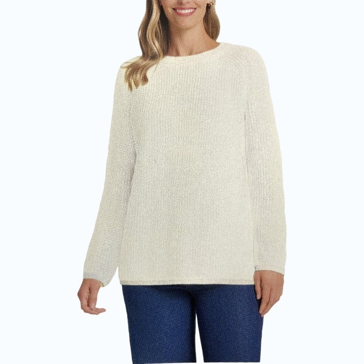 MATTY M Women's Rib Sweater, Size XL, 60% Cotton, Ivory. NB: foundation mar