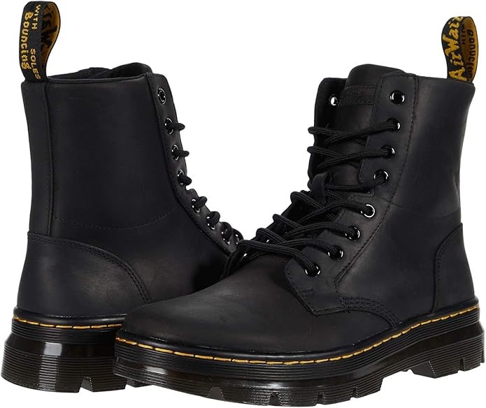 DR. MARTENS Unisex Wyoming Boots, US Size M7/W8/EU39, Combs Leather, Black,