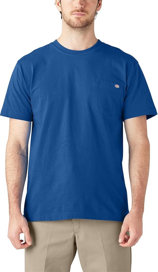 DICKIES Men's Heavyweight Crew Neck Short Sleeve Tee, 2XL, Royal Blue, WS45