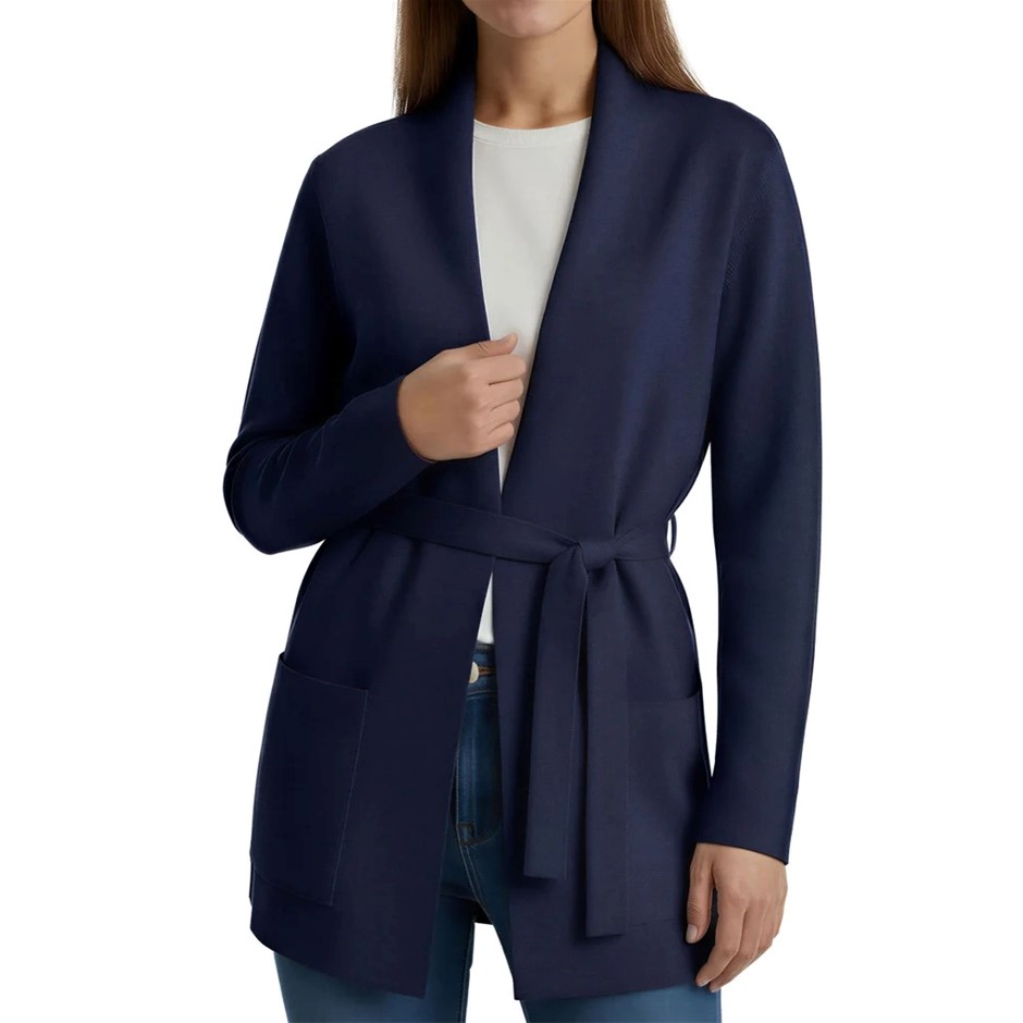 COMO VINTAGE Women's Belted Cardigan, Size S, Navy. NB: may have been worn.