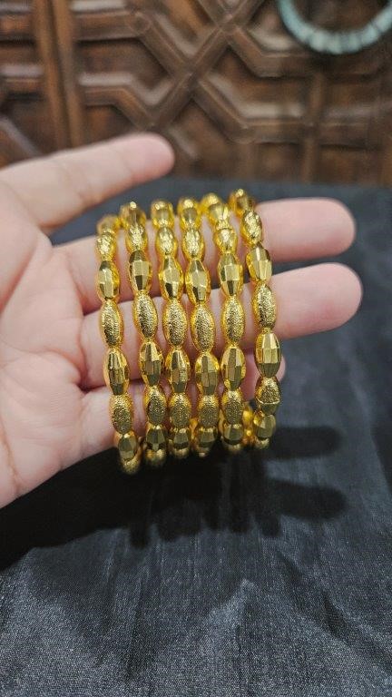 6pcs x 22KGold-filled/ITALY Triple Yellow Gold Plated  Bangles  with stamps
