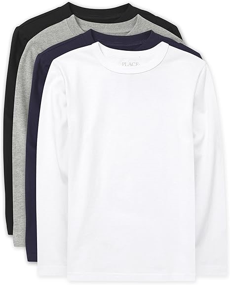 THE CHILDREN'S PLACE Baby Boys 4-Pack Basic Long Sleeve Tees, Medium, Black