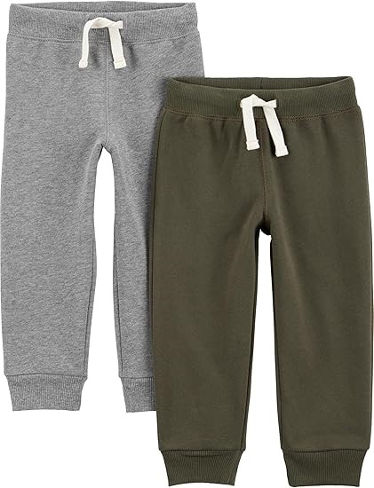 SIMPLE JOYS BY CARTER'S Boys' 2-Pack Pull on Fleece Pants, Size 6, Grey Hea