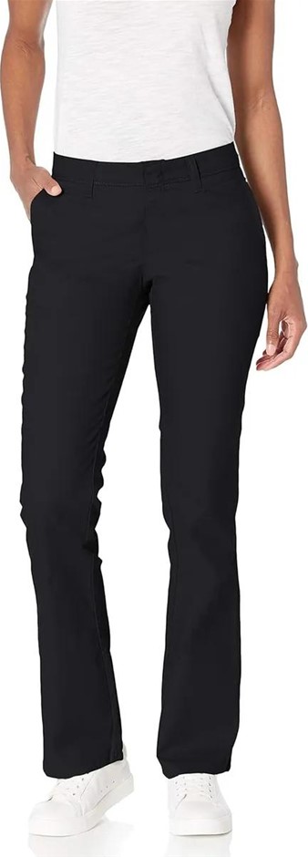DICKIES Women's Flex Twill Slim Boot Cut Pants, Size 4R, Black , FP121BK.