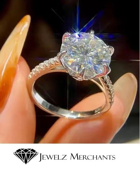 3.0ct GRA Moissanite white Brilliant Cut stone Ring-S925-8 US