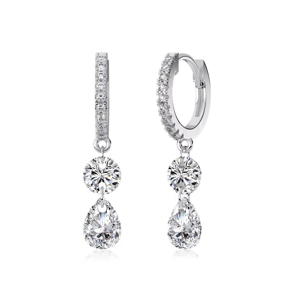 Teardrop 925 Sterling Silver Simulated Diamonds Drop Earrings