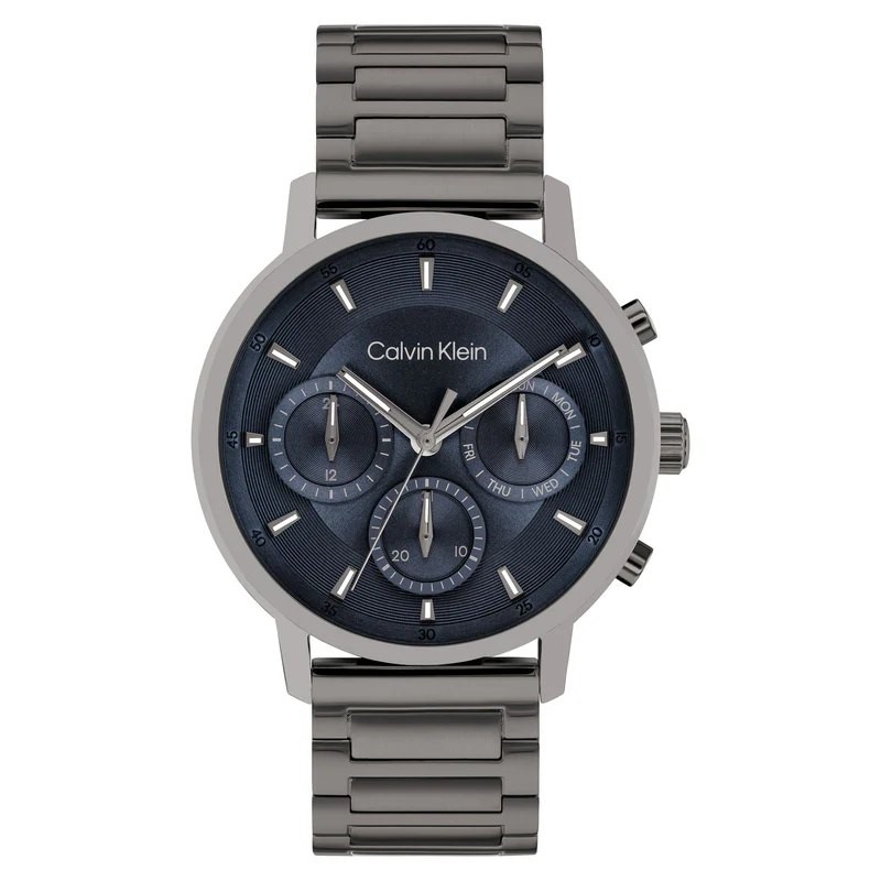 CALVIN KLEIN Grey Steel Blue Dial Multi-function Men's Watch - 25200495