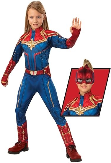 RUBIE'S Captain Marvel Deluxe Hero Suit for Kids, Size 3-5(95cm-120cm heigh