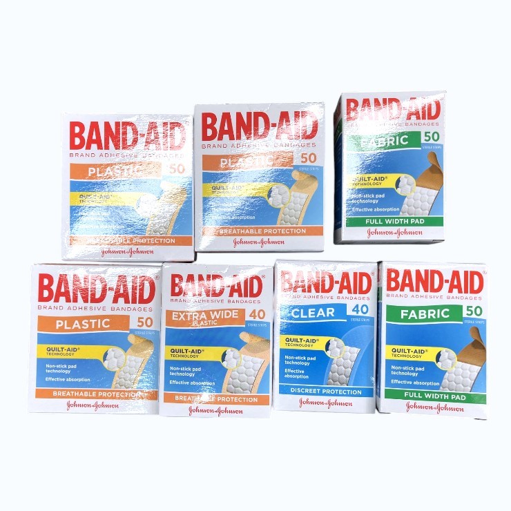7 x Assorted BAND-AID Packs. NB: content as pictured. Buyers Note - Discou