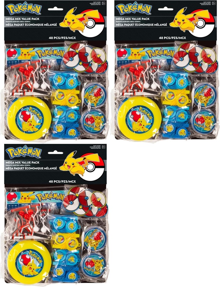3 x POKEMON Pokemon Kids Party Favors Set (Pack of 48) - Perfect Party for