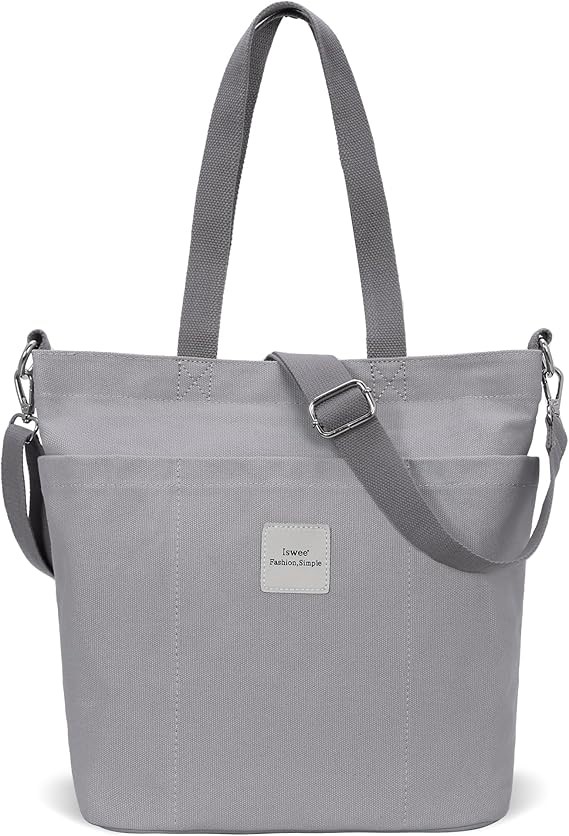 Iswee Canvas Tote Bag Women Shoulder Bag Casual Top Handle Bag Cross-body H