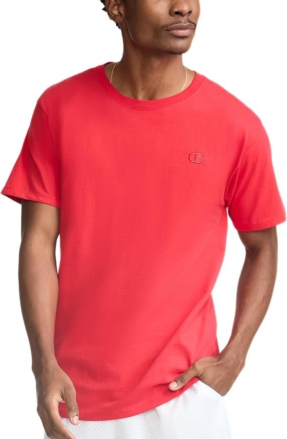 CHAMPION Men's Classic Jersey Tee, 2XL, Scarlet, T0223.