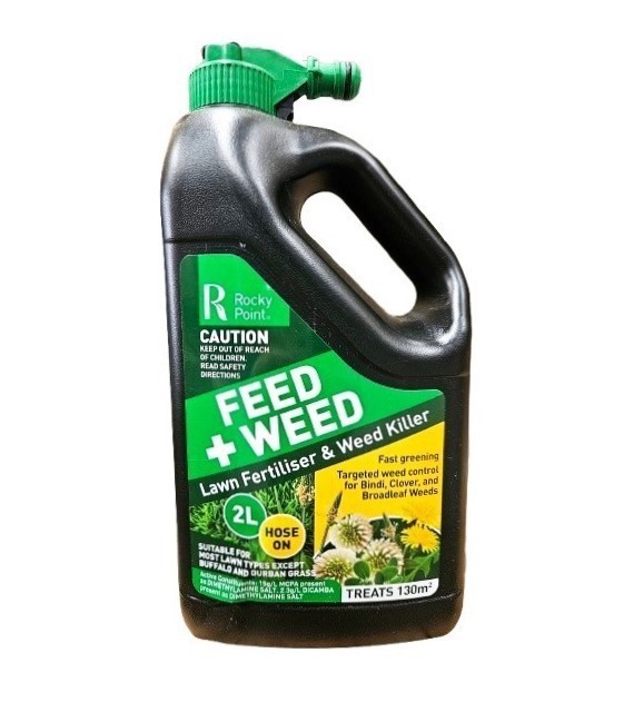 3 x ROCKY POINT Feed & Weed, Lawn Fertiliser & Weed Killer, 2L.