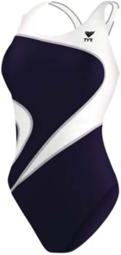 TYR Sport Women's Alliance T-Splice Maxfit Swimsuit, Size 30, Navy/White, M