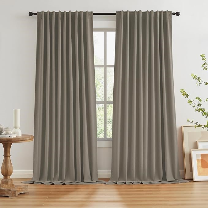 KEQIAOSUOCAI 102 Inches Curtains Blackout Pinch Pleated Drapes Back Tab Hoo