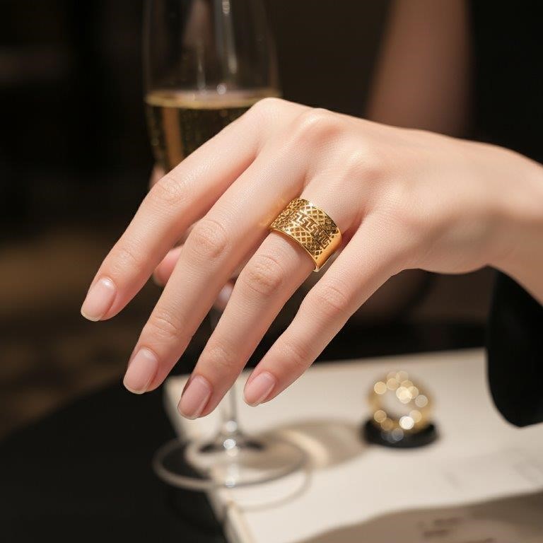 22K/Italy Yellow Gold Filled Ring(stamped 22K/Italy)Warranty Quality-Bonus