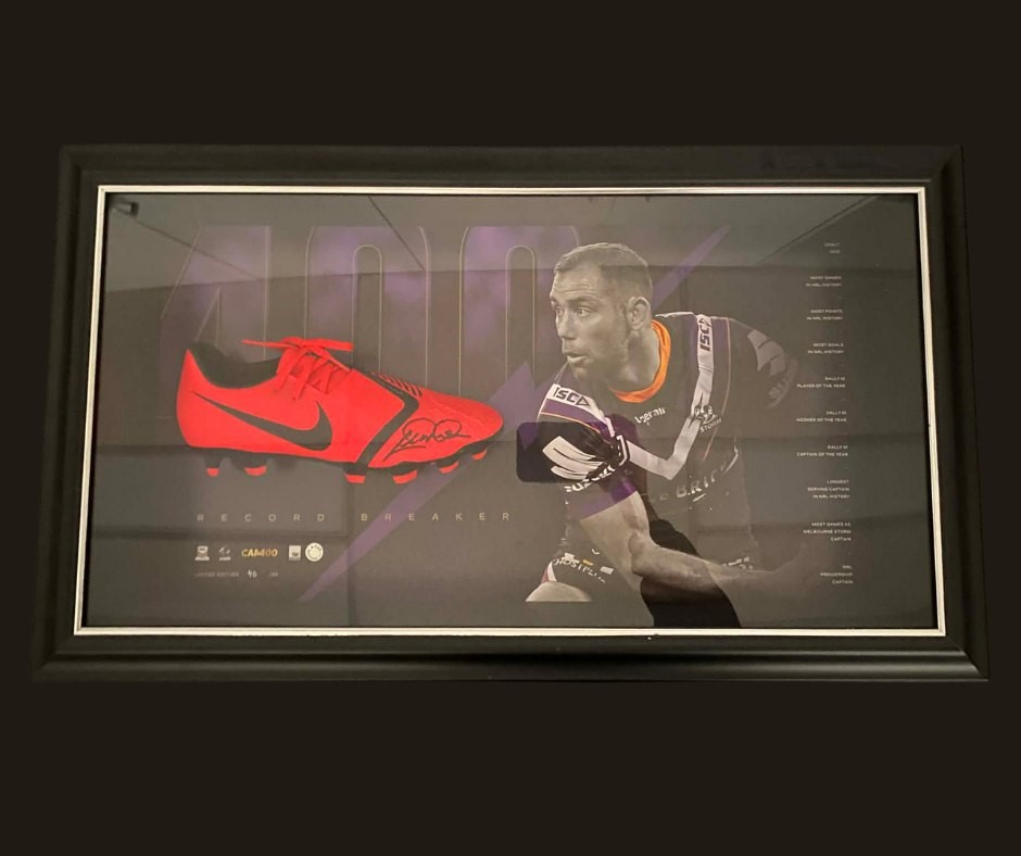 Signed & Framed Cameron Smith Rugby League Boot – Premium Collectible