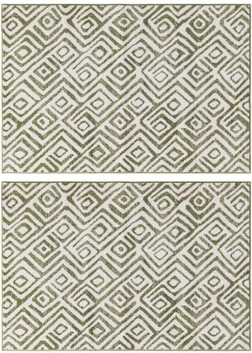 2x MON CHATEAU Accent Rug, 76 x 114cm, Green. NB: minor dirt from storage