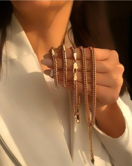 14K/Italy Stamped Yellow Gold Filled Bracelet & Chain & Earrings-50cm-5mm