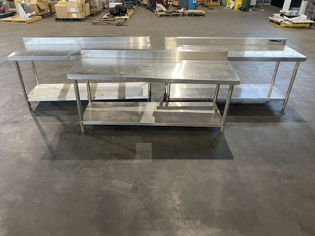 <p>Stainless Steel Catering Benches  with Splashbacks x3</p>