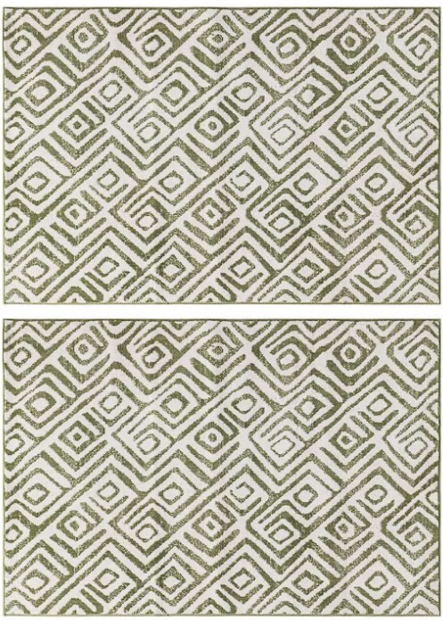 2x MON CHATEAU Accent Rug, 76 x 114cm, Green. NB: minor dirt from storage